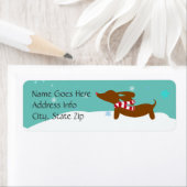 Dachshund Snowy Kerst retour adreslabels Etiket (Insitu)