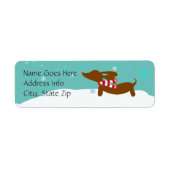 Dachshund Snowy Kerst retour adreslabels Etiket (Voorkant)