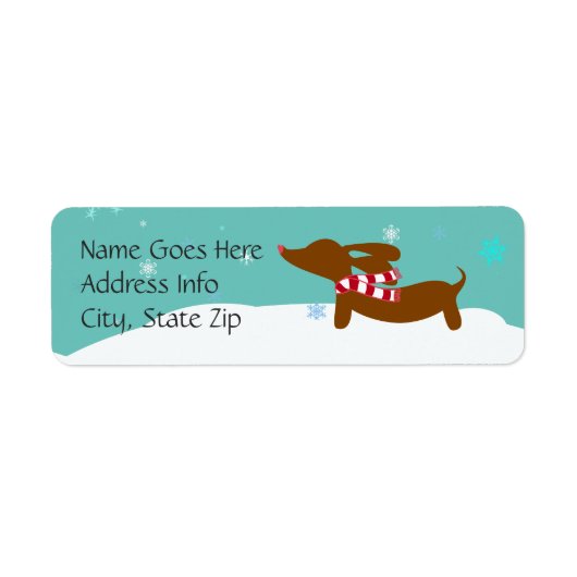 Dachshund Snowy Kerst retour adreslabels Etiket (Voorkant)