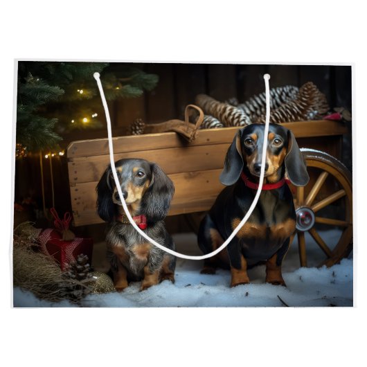 Dachshund Snowy Sleigh Kerst Decor Groot Cadeauzakje