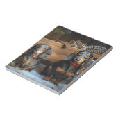Dachshund Snowy Sleigh Kerst Decor Notitieblok (Gedraaid)