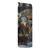 Dachshund Snowy Sleigh Kerst Decor Thermosbeker (Geroteerd rechts)