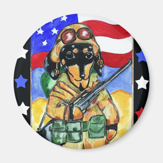 Dachshund Soldaat Magneet (Voorkant)
