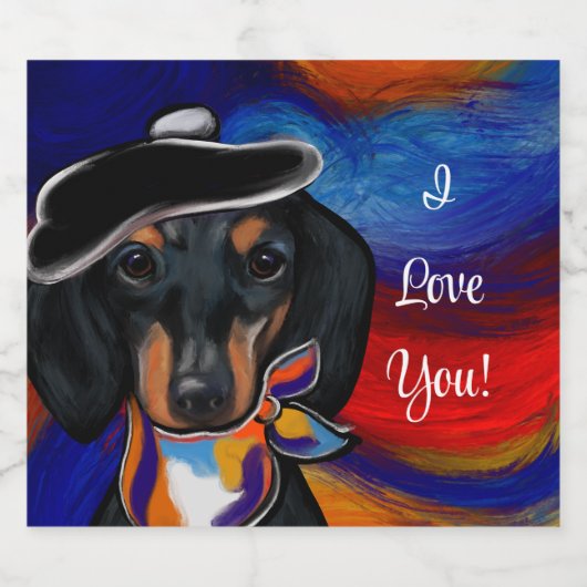 DACHSHUND SPARKLING WIJNETIKET (Enkel label)