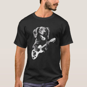 Dachshund Spelen Gitaar Grappige Gitaar Hond T-shi T-shirt