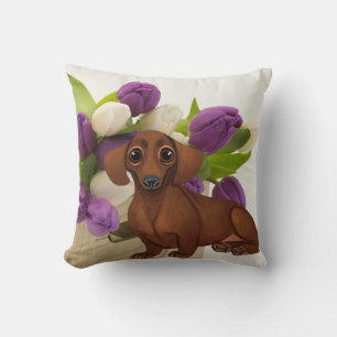 Dachshund Spring Floral Pillow Kussen