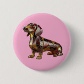 Dachshund Stained Glass Button (Voorkant)