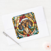 Dachshund Stained Glass Christmas Sticker (Envelop)