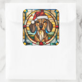 Dachshund Stained Glass Christmas Sticker (Tas)