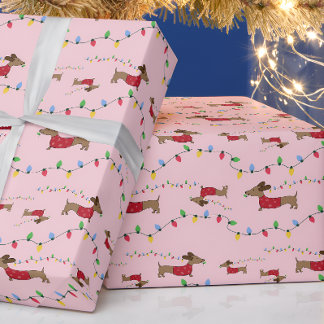 Dachshund Stealing kerstboomverlichting Gift Wrap Cadeaupapier