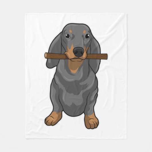 Dachshund Stick Fleece Deken (Voorkant)