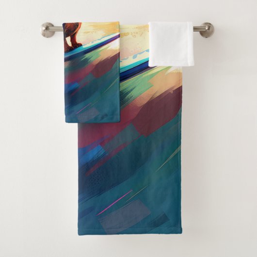 Dachshund strand surfen schilderij bad handdoek (Insitu)