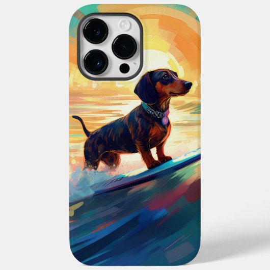 Dachshund strand surfen schilderij Case-Mate iPhone case (Achterkant)