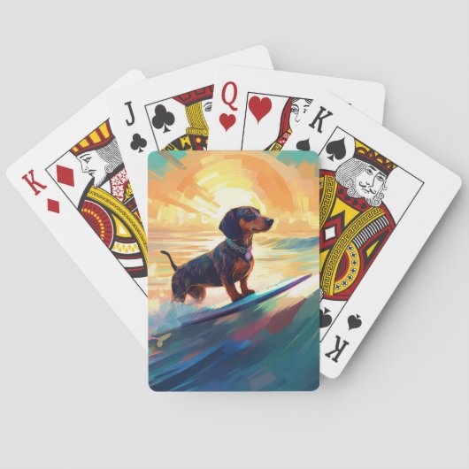 Dachshund strand surfen schilderij pokerkaarten (Achterkant)