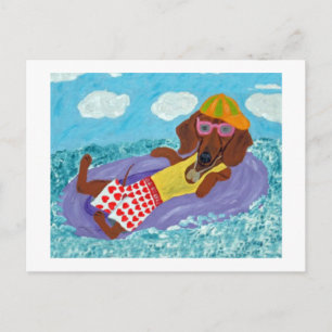 Dachshund Strandverslaafde Briefkaart