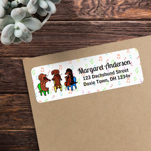 Dachshund Strijktrio muzieknoten Etiket