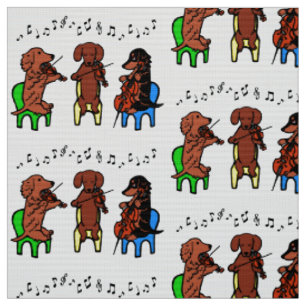 Dachshund String Trio Musician Fabric Stof
