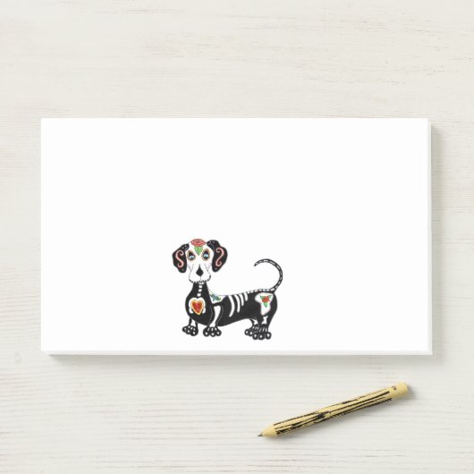 Dachshund Sugar Skull Post-it® Notes (Op bureau)