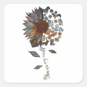 Dachshund Sunflower Je bent mijn Hondenliefhebbers Vierkante Sticker