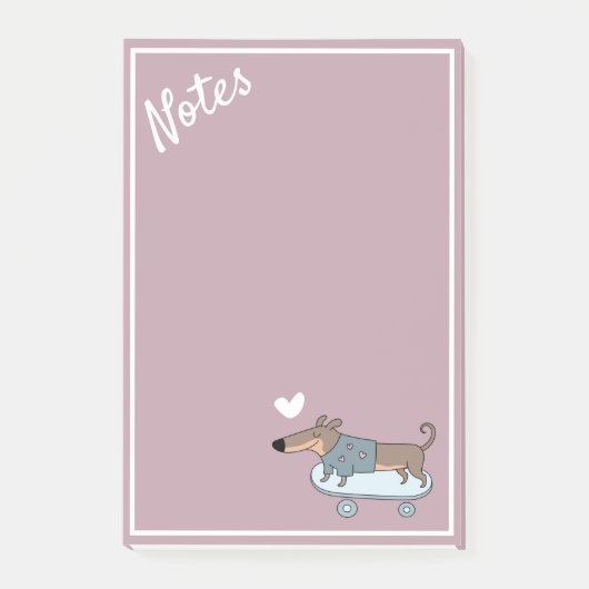 Dachshund sur Skateboard Post-It Notes (Devant)