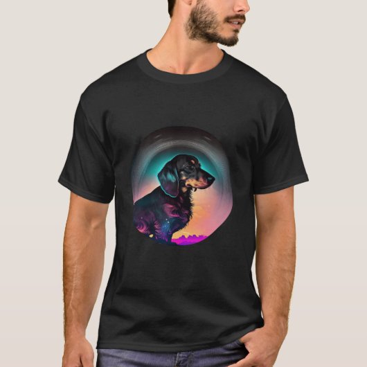 Dachshund Synthwave 80s Retrowave Aesthetic  2 T-shirt (Voorkant)