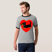 Dachshund T-SHIRT Coeur rouge (Devant entier)