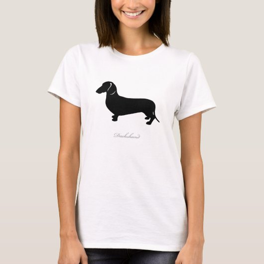 Dachshund T-shirt (zwart glad haar versie 2) (Voorkant)