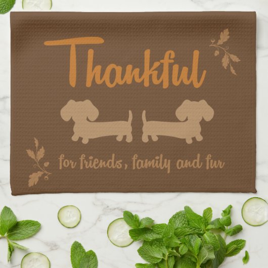 Dachshund Thanksgiving Dish Towel Theedoek (Gevouwen)