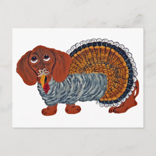 Dachshund Thanksgiving kalkoen Feestdagenkaart