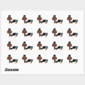 Dachshund Thanksgiving Pilgrim Ronde Sticker (Vel)