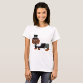 Dachshund Thanksgiving Pilgrim T-shirt (Voorkant volledig)