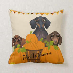 Dachshund Thanksgiving Sierkussen