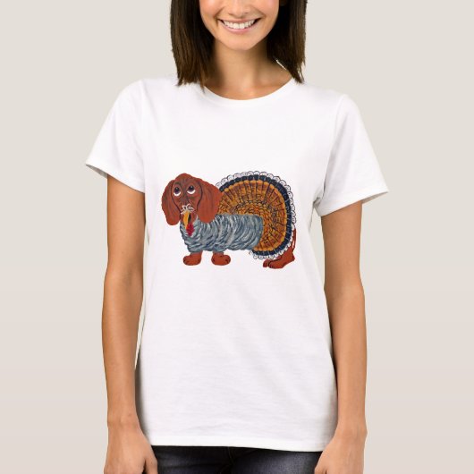 Dachshund Thanksgiving Turkije T-shirt (Voorkant)