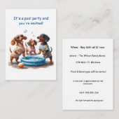 Dachshund Theme Pool Party Uitnodigen Notitiekaartje (Voorkant / Achterkant)