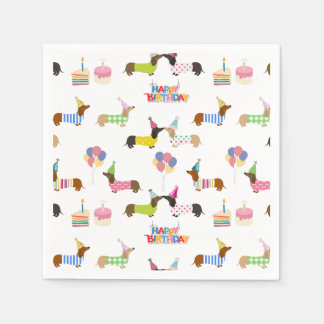 Dachshund Threspect Birthday Napkins Servet