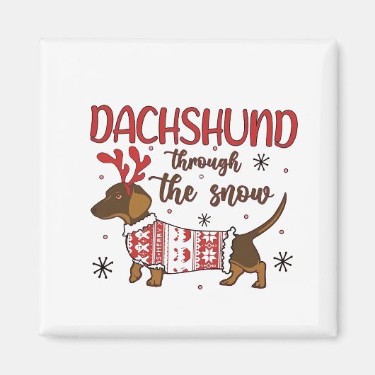 Dachshund Through The Snow Christmas Dog Lover Magneet (Voorkant)