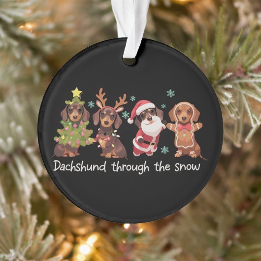 Dachshund Through The Snow Funny Christmas Dogs (Arbre)