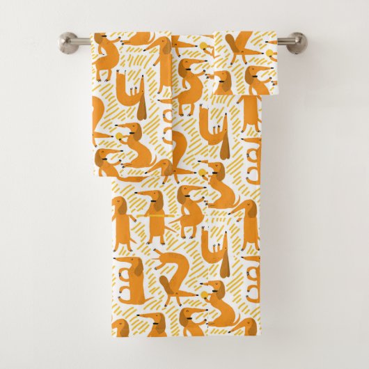 Dachshund Towel Set Wiener Dog Bathroom Decor Bad Handdoek (Insitu)