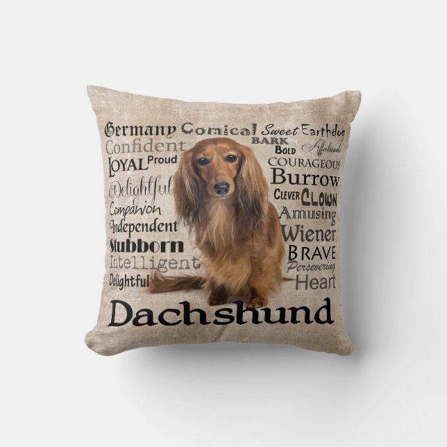 Dachshund Traits Pillow Kussen (Voorkant)