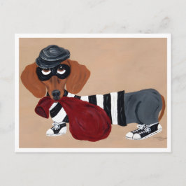 Dachshund Treat Thief Burglar Feestdagenkaart