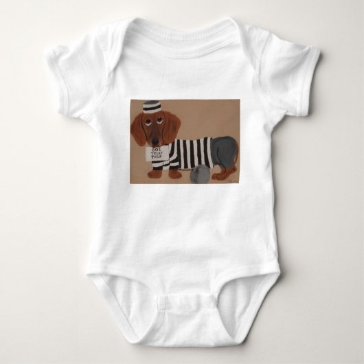 Dachshund Treat Thief inmate Romper (Voorkant)