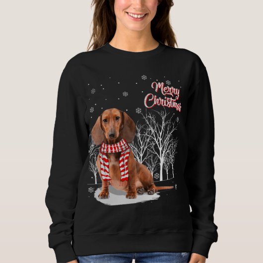 Dachshund Tree Merry-kerstdachshund-programma's vo Trui (Voorkant)
