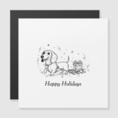 Dachshund trekt slee met kerstcadeaus (Voorkant / Achterkant)