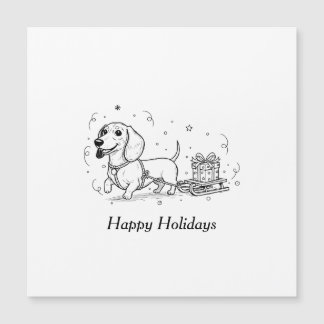 Dachshund trekt slee met kerstcadeaus