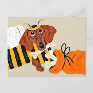 Dachshund-Trick or treat Briefkaart
