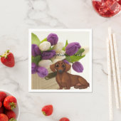 Dachshund Tulips Paper Napkin Servetten (Insitu)