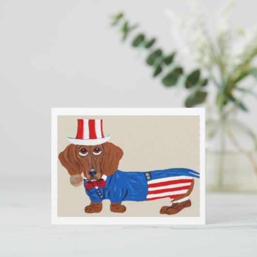 Dachshund Uncle Sam Invitation (Debout devant)