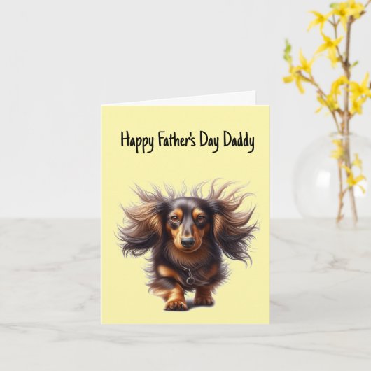 Dachshund Vader Vaderdagkaart Kaart (Gele Bloem)