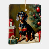 Dachshund vakantie illustratie keramisch ornament (Rechts)
