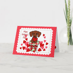 Dachshund Valentijn Cartoon Feestdagen Kaart